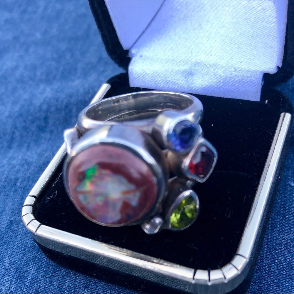 Fire Opal Multi Stone Ring